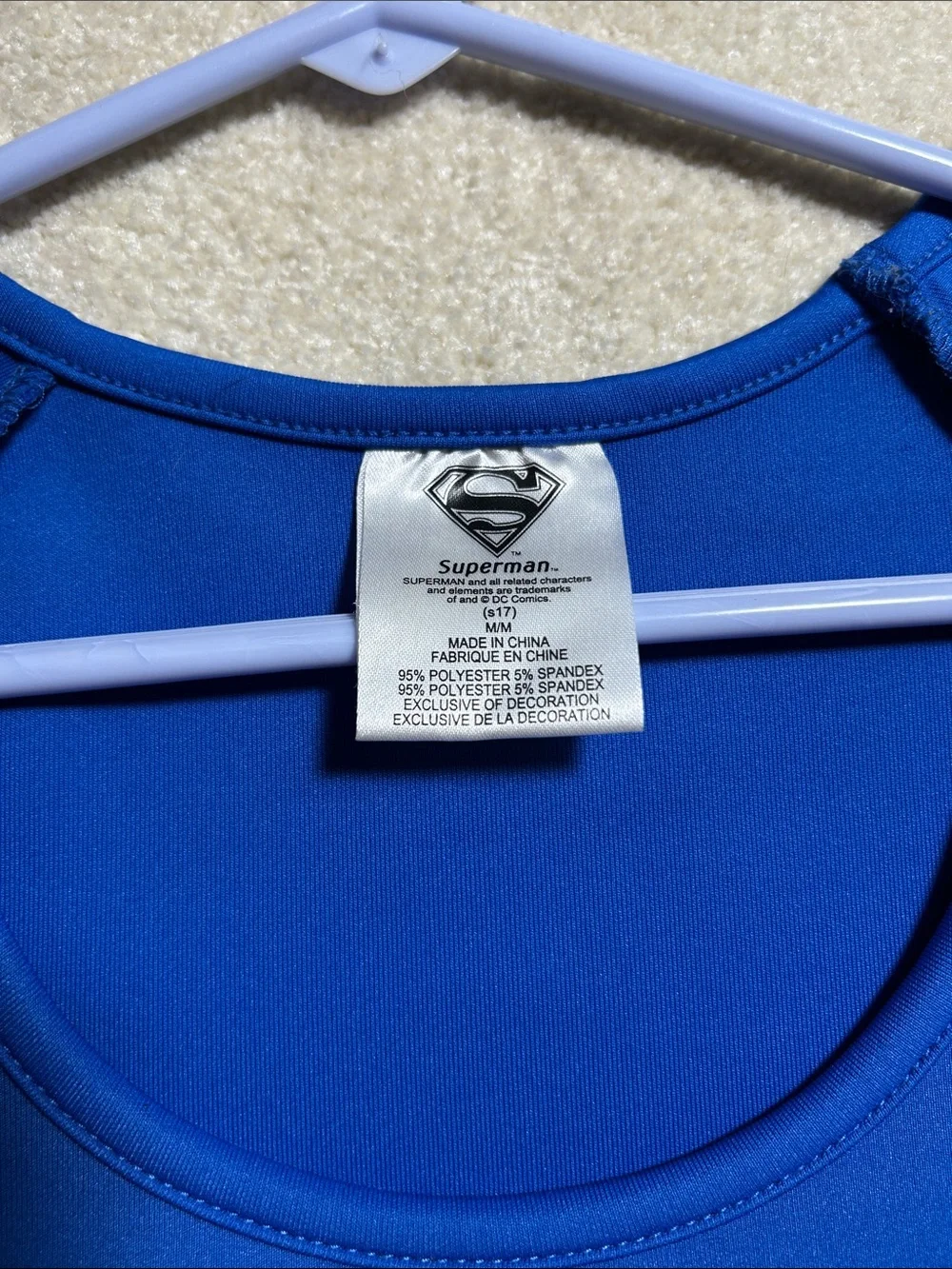 Women’s Blue and Red Superhero Costume Dress with Gold Accents